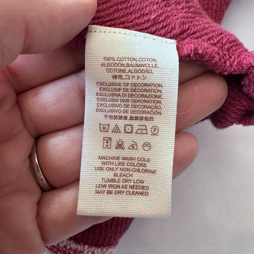 Free People Montauk Colorblock Pullover XS Berry Ivory Raw Hem Sweatshirt NWOT - Picture 12 of 15